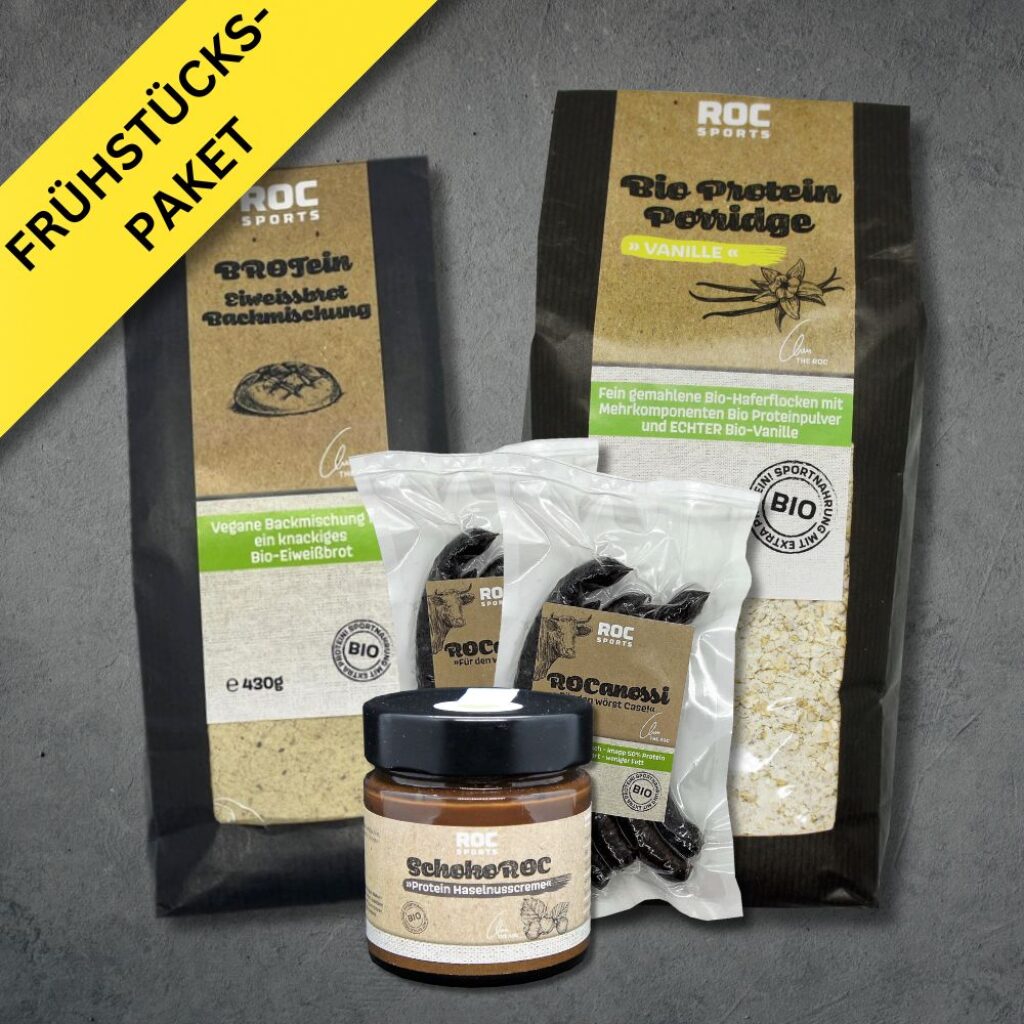 Frühstücks-Paket: Protein-Brotbackmischung, Protein-Porridge, ROCanossi, Protein-SchokoROC